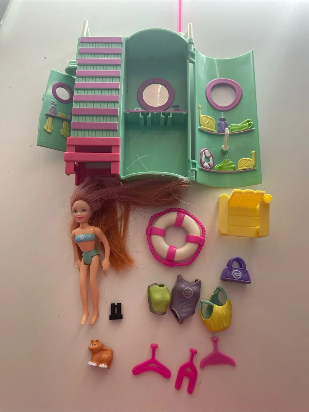 VTG Y2K Mattel Polly Pocket Splashin' Fashion Super Slide Lifeguard Tower Lot